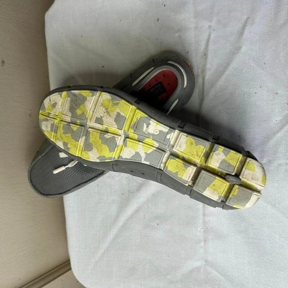 SWIMS Men Grey Braided Lace Loafer Boat Shoes Size 9 Camo Sole Slip On